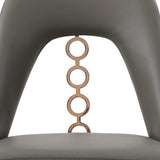 Set of Two Gray Faux Leather Dining Side Chairs With Rose Gold Accents - Homeroots - Flyclothing LLC