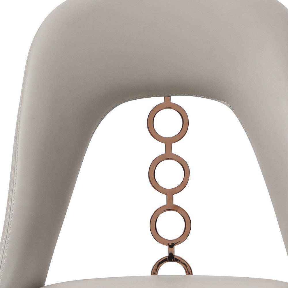 Set of Two Light Gray Faux Leather Dining Side Chairs With Rose Gold Accents - Homeroots - Flyclothing LLC