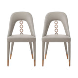 Set of Two Light Gray Faux Leather Dining Side Chairs With Rose Gold Accents - Homeroots - Flyclothing LLC