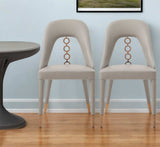 Set of Two Light Gray Faux Leather Dining Side Chairs With Rose Gold Accents - Homeroots - Flyclothing LLC