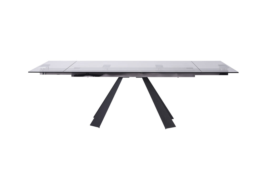 63" Clear And Black Glass And Metal Drop Leaf Pedestal Base Dining Table - Homeroots - Flyclothing LLC