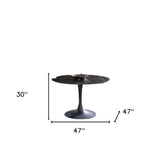 47" Black Rounded Ceramic And Metal Pedestal Base Dining Table - Homeroots - Flyclothing LLC