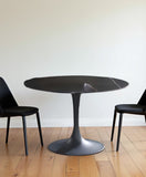 47" Black Rounded Ceramic And Metal Pedestal Base Dining Table - Homeroots - Flyclothing LLC