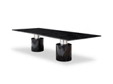 180" Black Marble Double Pedestal Base Dining Table - Homeroots - Flyclothing LLC
