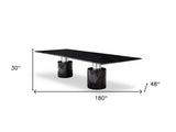 180" Black Marble Double Pedestal Base Dining Table - Homeroots - Flyclothing LLC