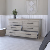 32" Light Gray Six Drawer Double Dresser - Homeroots