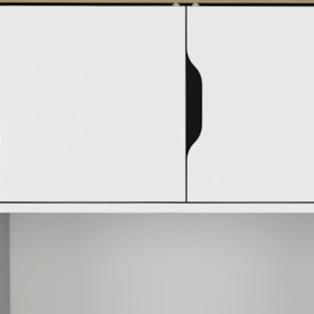 67" Light Oak and White Pantry Cabinet with Two Shelves - Homeroots - Flyclothing LLC