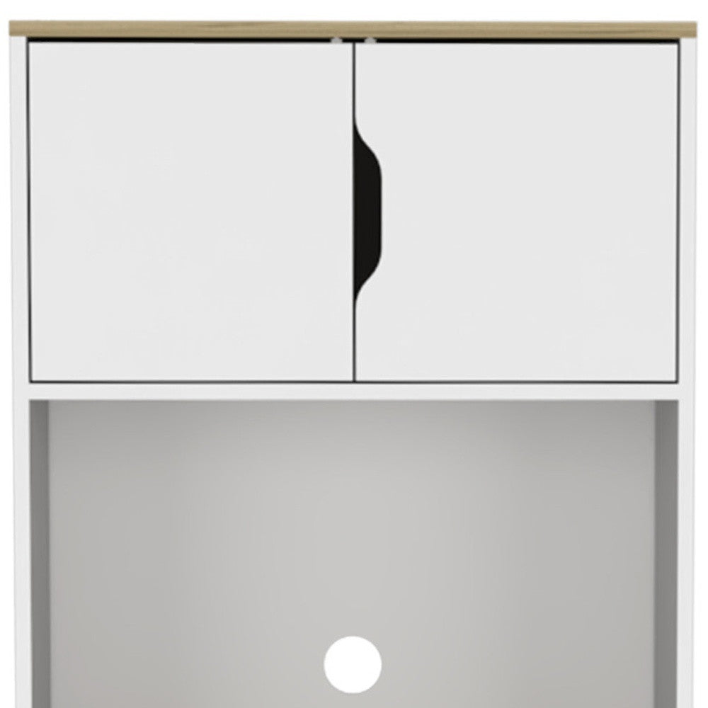 67" Light Oak and White Pantry Cabinet with Two Shelves - Homeroots - Flyclothing LLC