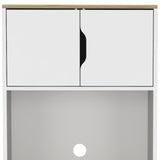 67" Light Oak and White Pantry Cabinet with Two Shelves - Homeroots - Flyclothing LLC