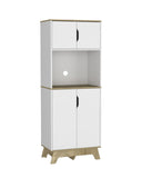 67" Light Oak and White Pantry Cabinet with Two Shelves - Homeroots - Flyclothing LLC