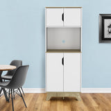 67" Light Oak and White Pantry Cabinet with Two Shelves - Homeroots - Flyclothing LLC