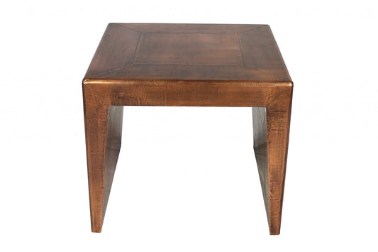 24" Copper Rustic Solid Wood Square End Table - Homeroots