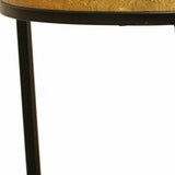 Set Of Three 19" Black And Brass Round Nested Tables