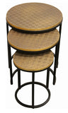 Set Of Three 19" Black And Brass Round Nested Tables