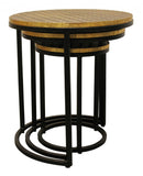 Set Of Three 19" Black And Brass Round Nested Tables