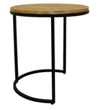 Set Of Three 19" Black And Brass Round Nested Tables