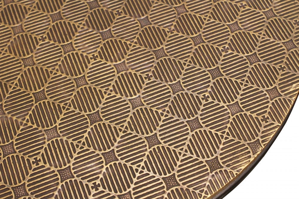 Set Of Three 19" Black And Brass Round Nested Tables