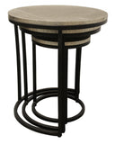 Set Of Three 19" Black And Silver Round Nested Tables - Homeroots
