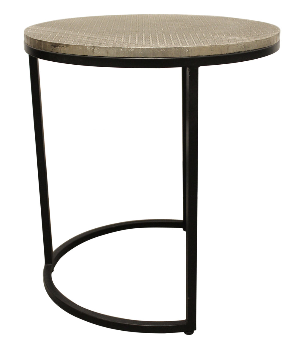 Set Of Three 19" Black And Silver Round Nested Tables - Homeroots