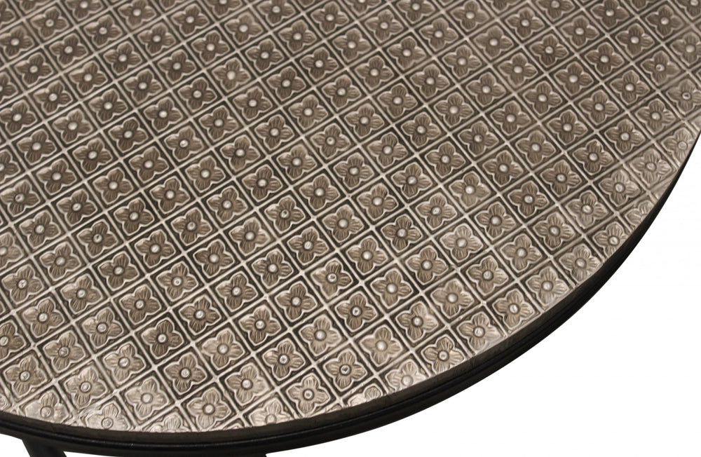 Set Of Three 19" Black And Silver Round Nested Tables - Homeroots