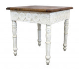 24" Ivory And Brown Solid Wood Square End Table - Homeroots - Flyclothing LLC