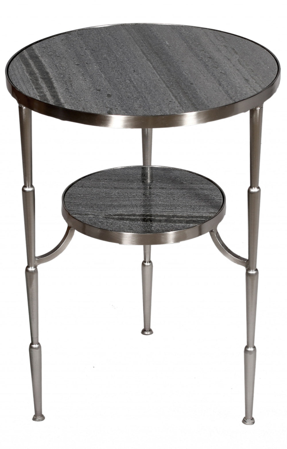 22" Nickel Marble And Iron Round End Table - Homeroots - Flyclothing LLC
