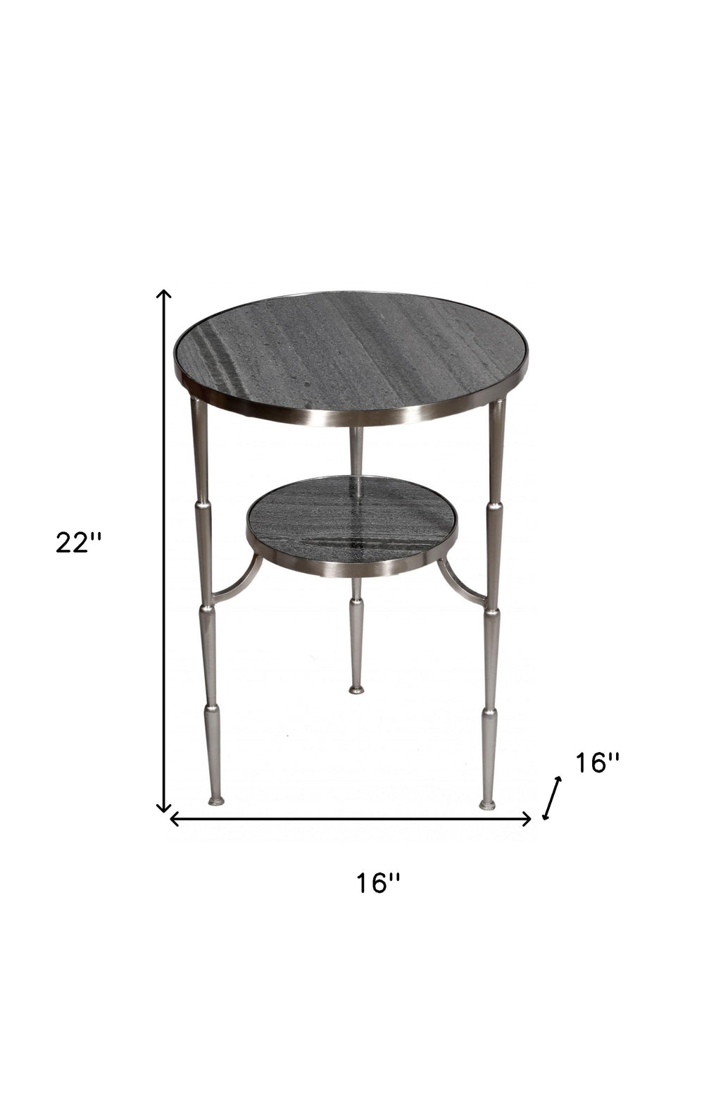 22" Nickel Marble And Iron Round End Table - Homeroots - Flyclothing LLC