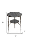 22" Nickel Marble And Iron Round End Table - Homeroots - Flyclothing LLC