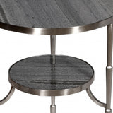22" Nickel Marble And Iron Round End Table - Homeroots - Flyclothing LLC