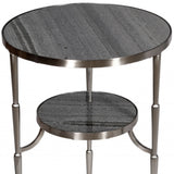22" Nickel Marble And Iron Round End Table - Homeroots - Flyclothing LLC