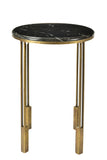 23" Gold And Black Marble And Iron Round End Table - Homeroots - Flyclothing LLC