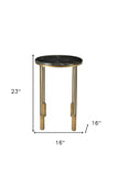 23" Gold And Black Marble And Iron Round End Table - Homeroots - Flyclothing LLC