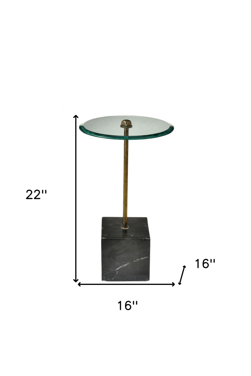 22" Black And Clear Glass Round End Table - Homeroots