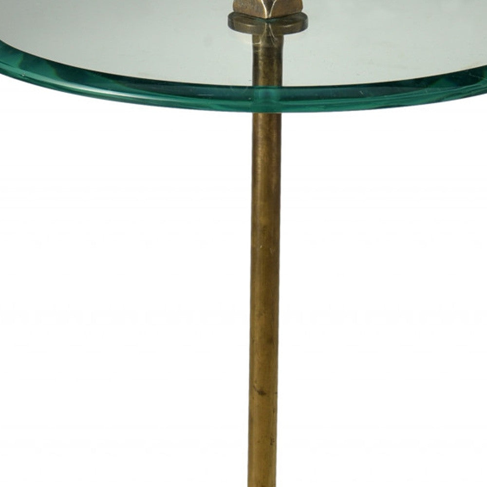 22" Black And Clear Glass Round End Table - Homeroots