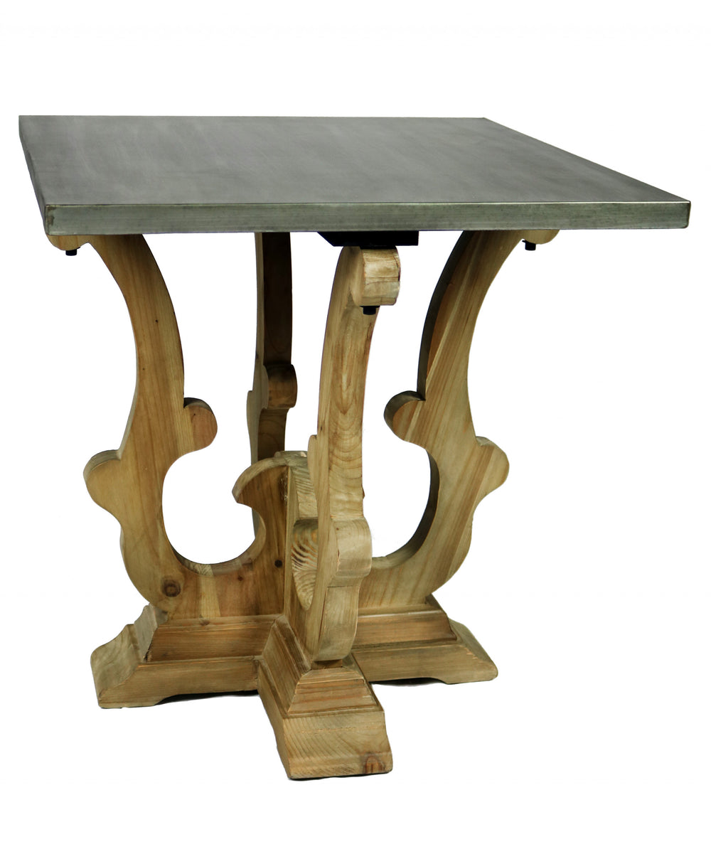 24" Natural Brown And Gray Metal And Solid Wood Square End Table - Homeroots - Flyclothing LLC