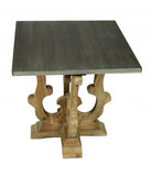 24" Natural Brown And Gray Metal And Solid Wood Square End Table - Homeroots - Flyclothing LLC