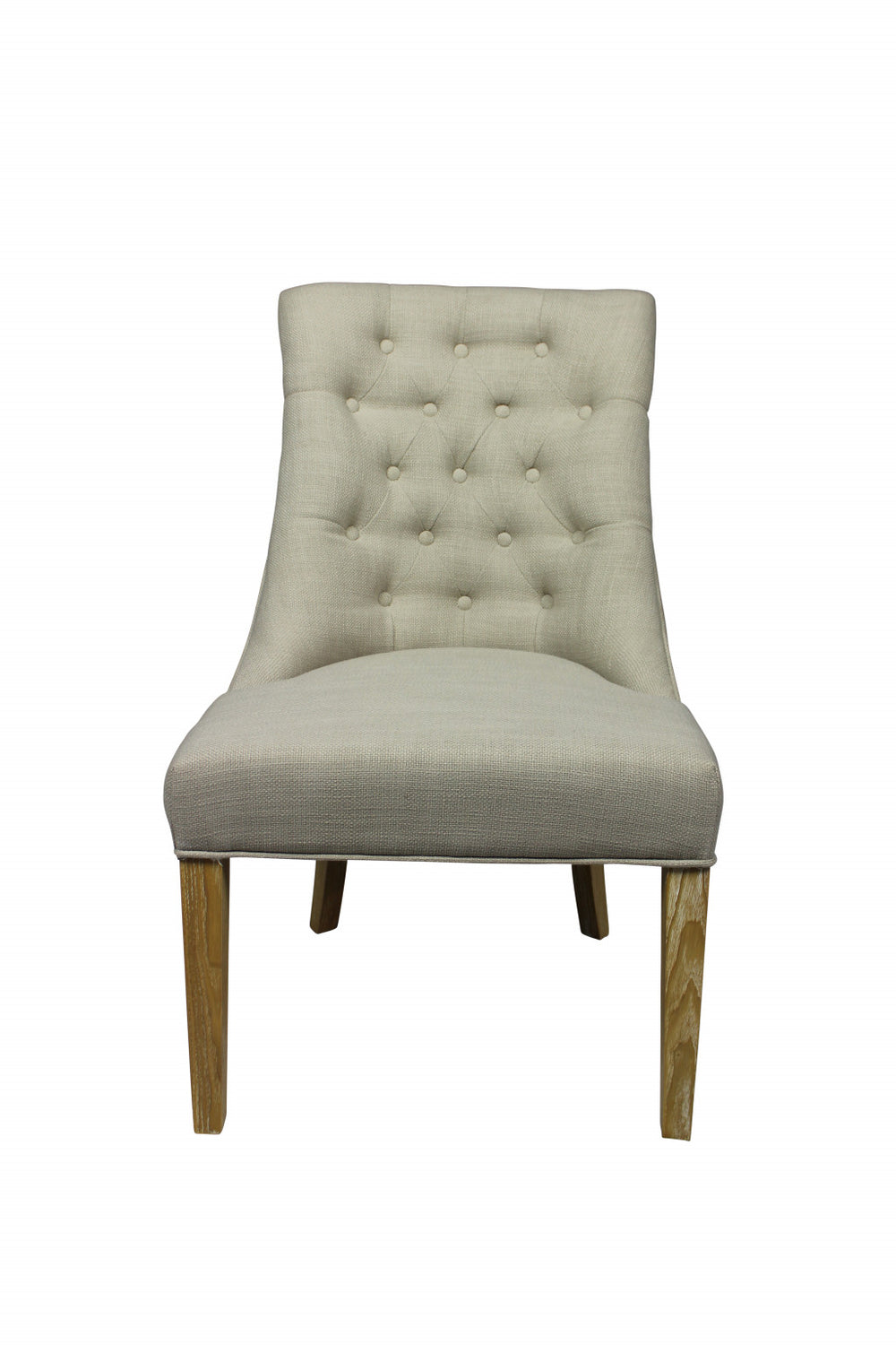 28" Taupe And Natural Upholstered Tufted Side Chair - Homeroots