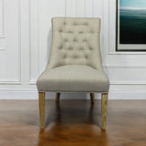 28" Taupe And Natural Upholstered Tufted Side Chair - Homeroots