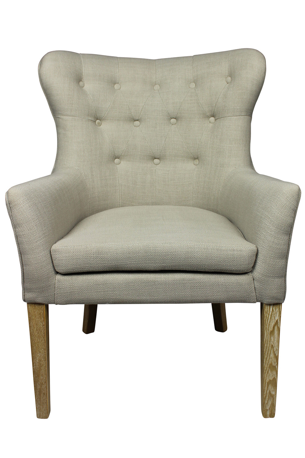 28" Taupe 100% Polyester And Natural Tufted Arm Chair - Homeroots