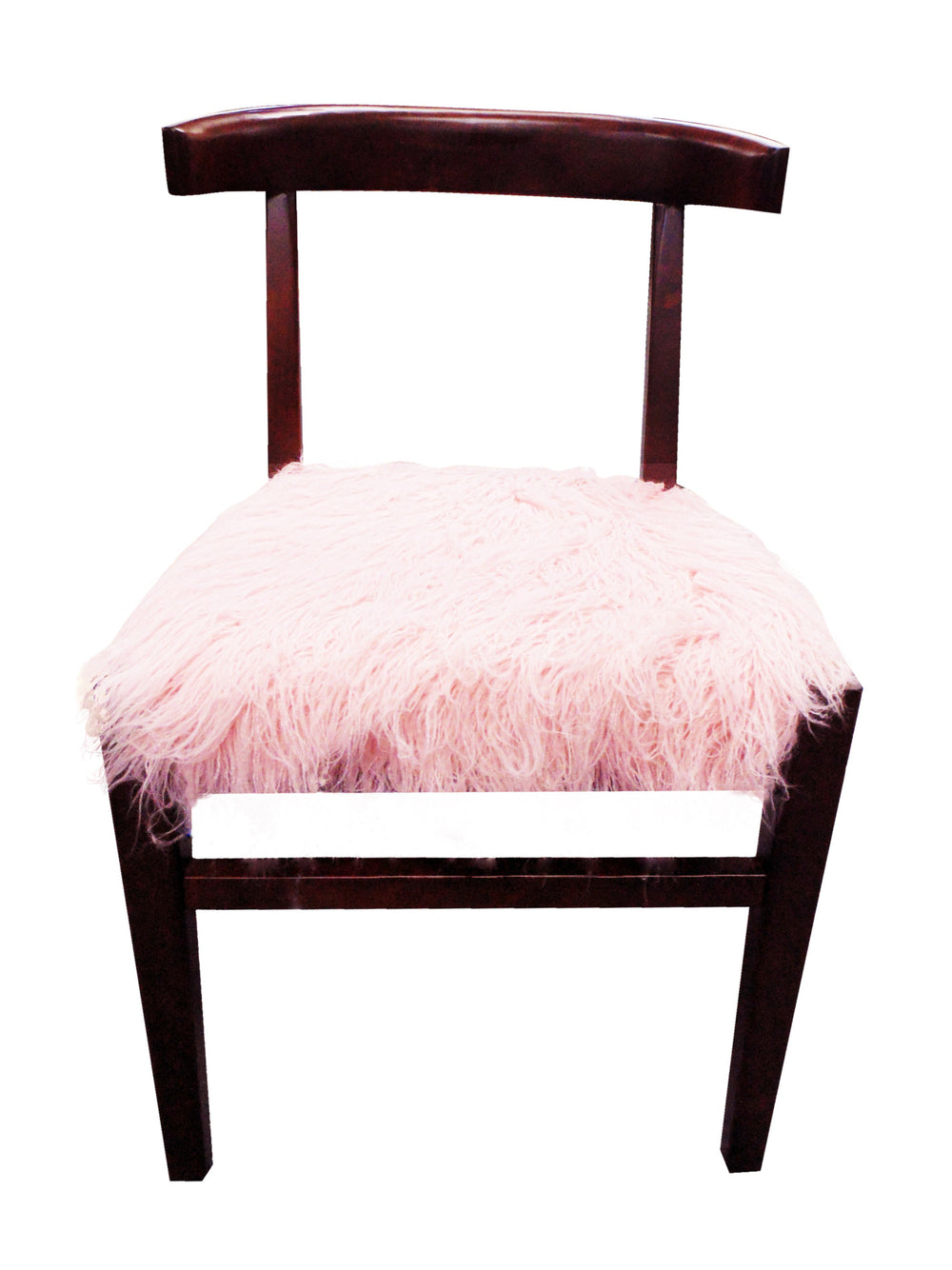 21" Blush Faux Fur And Dark Brown Solid Color Side Chair - Homeroots