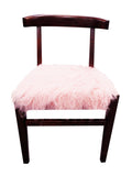 21" Blush Faux Fur And Dark Brown Solid Color Side Chair - Homeroots