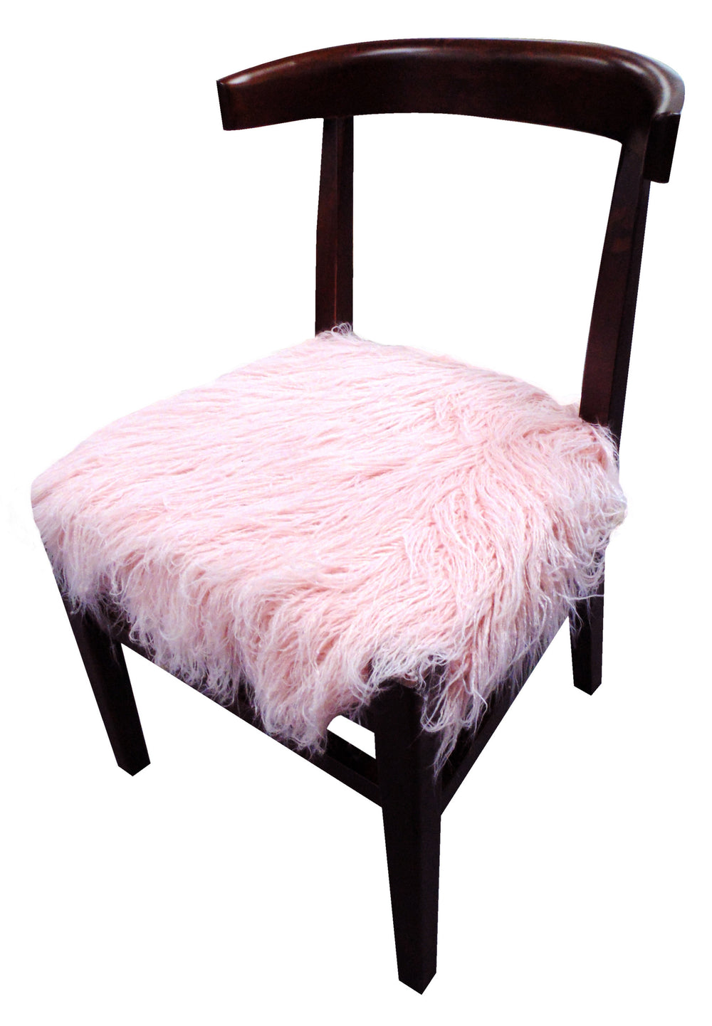 21" Blush Faux Fur And Dark Brown Solid Color Side Chair - Homeroots