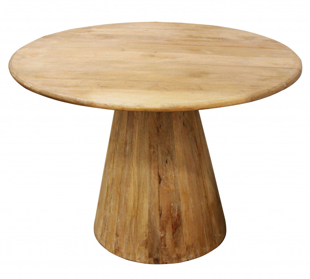 42" Natural Solid Wood Pedestal Base Round Top Dining Table - Homeroots - Flyclothing LLC