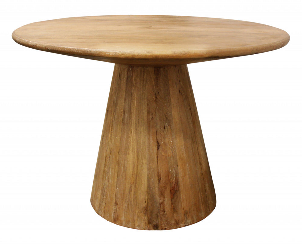 42" Natural Solid Wood Pedestal Base Round Top Dining Table - Homeroots - Flyclothing LLC