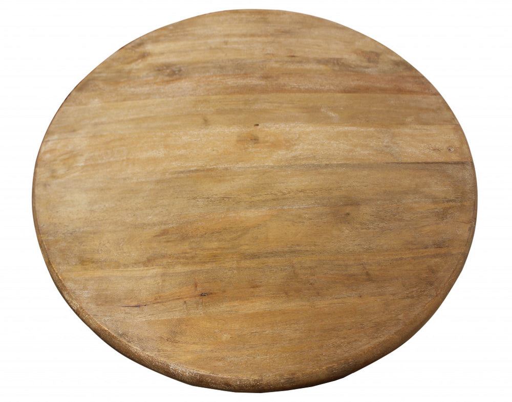 42" Natural Solid Wood Pedestal Base Round Top Dining Table - Homeroots - Flyclothing LLC