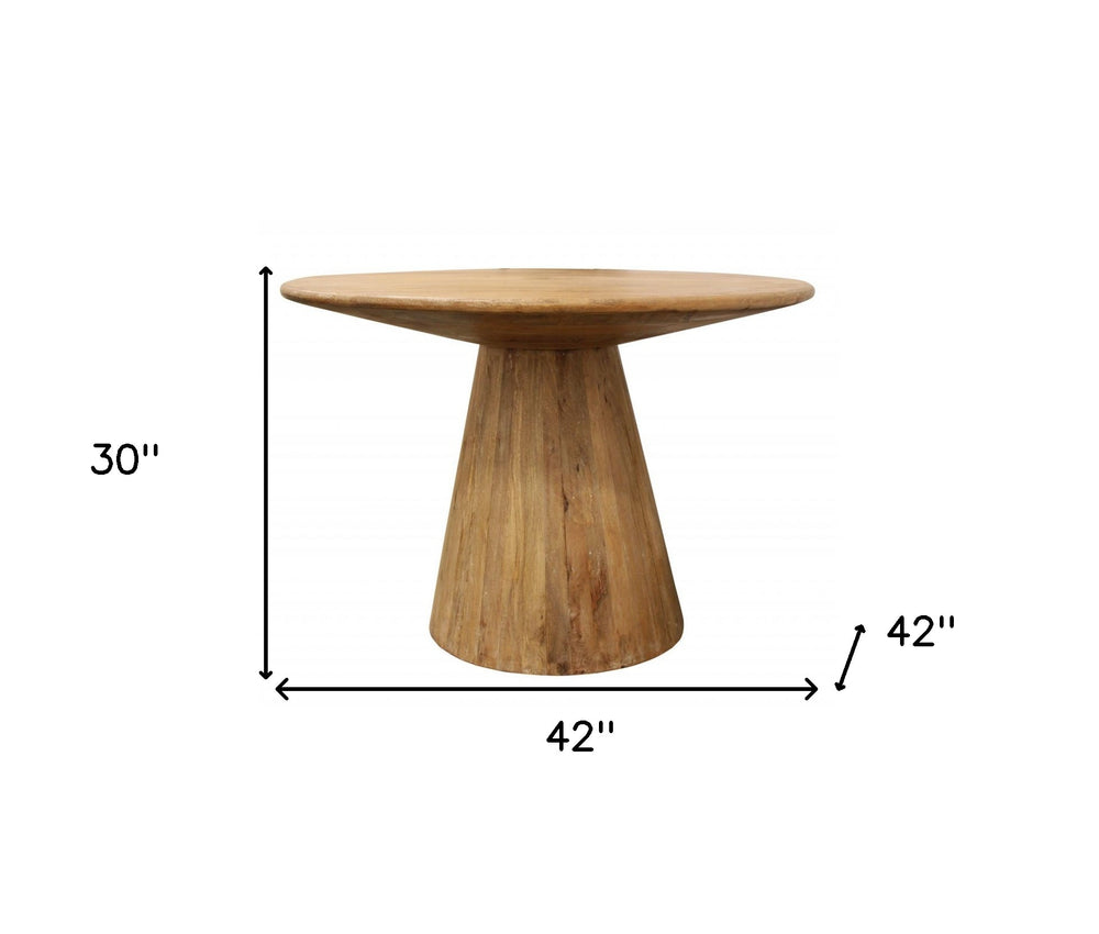 42" Natural Solid Wood Pedestal Base Round Top Dining Table - Homeroots - Flyclothing LLC