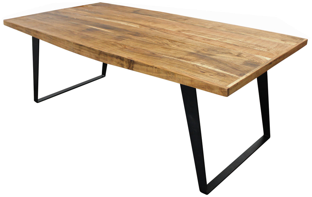 63" Natural And Black Solid Wood And Iron Sled Base Dining Table - Homeroots