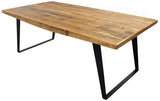 63" Natural And Black Solid Wood And Iron Sled Base Dining Table - Homeroots