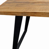 63" Natural And Black Solid Wood And Iron Sled Base Dining Table - Homeroots