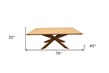 79" Natural Solid Wood Pedestal Base Dining Table - Homeroots